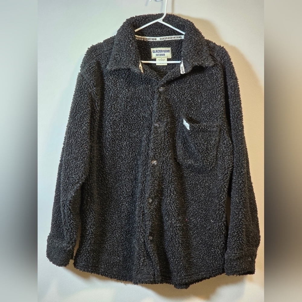 Glacier Gear outdoor button-up teddy sherpa jacket color black size small